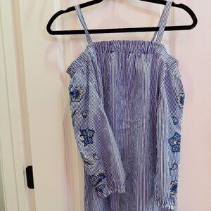 Off-the-shoulder striped floral dress from Francesca’s - Summer Closet Cleanout